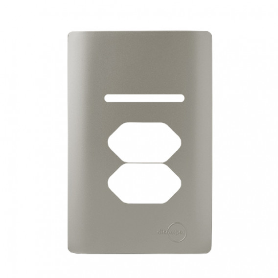 Placa P/ 1 Interruptor + Tomada dupla 4x2 - Novara Aço Placa P/ 1 Interruptor + Tomada dupla 4x2 - Novara Aço